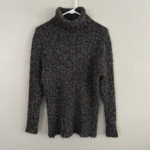 Vintage Chicos Size 2 Design Colorful Eyelash Turtleneck Sweater